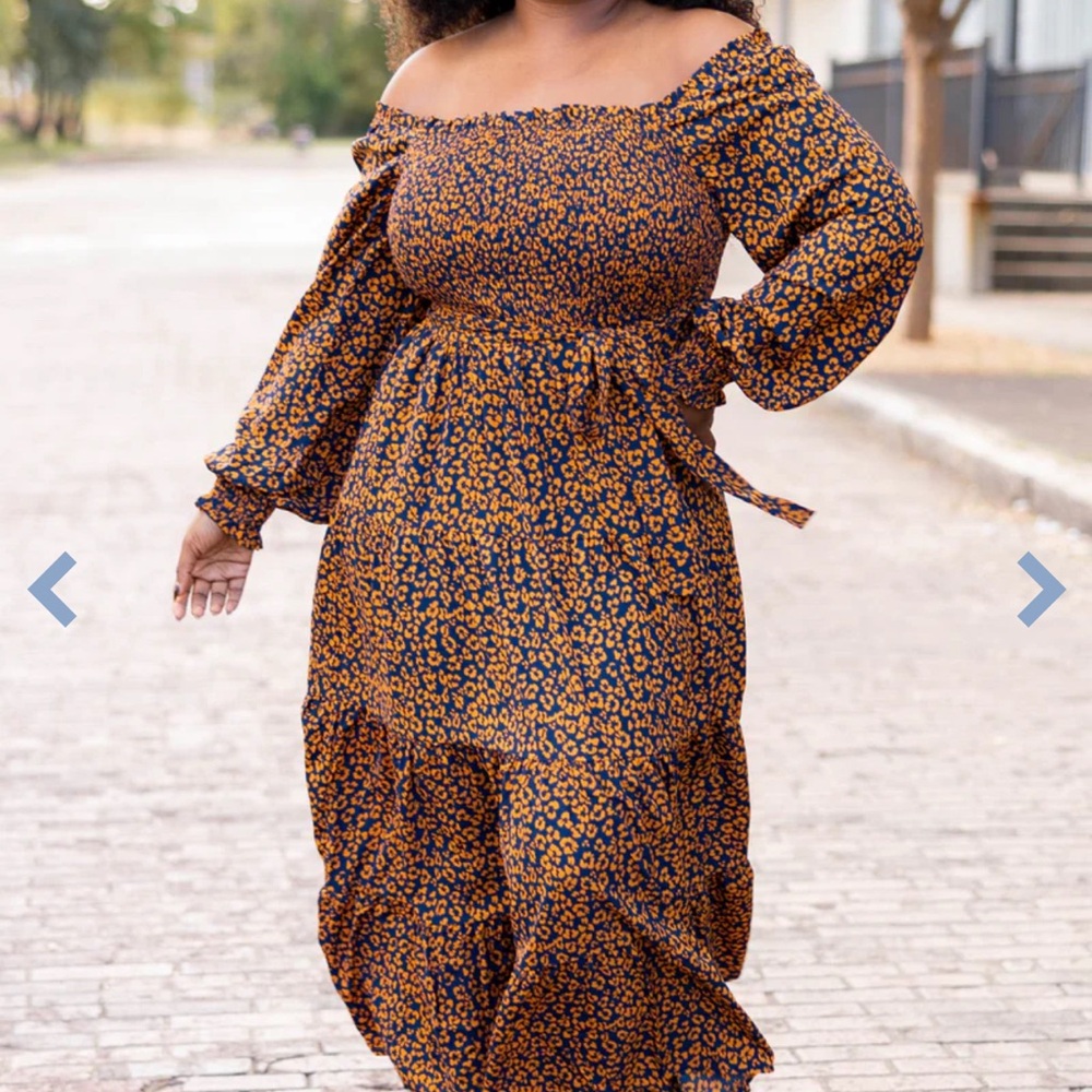 Off the shoulder long sleeve fall maxi dress